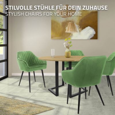 Lot de 6x chaises de salle à manger rembourrée en velours fauteuils vert sauge