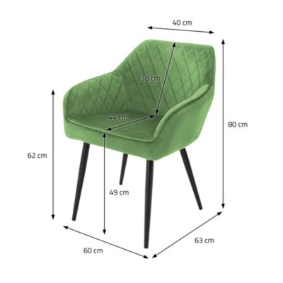 Lot de 6x chaises de salle à manger rembourrée en velours fauteuils vert sauge