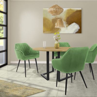 Lot de 6x chaises de salle à manger rembourrée en velours fauteuils vert sauge