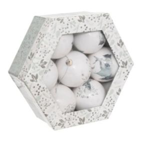 Lot de 7 boules de Noël "Souffle Polaire" 7cm Blanc