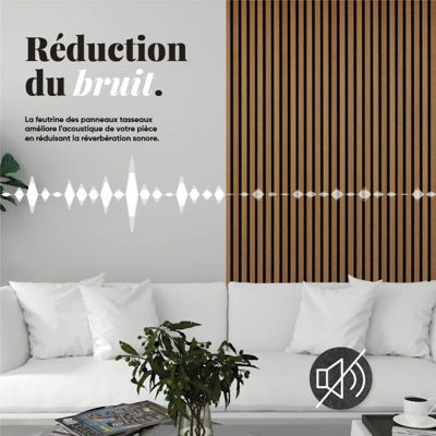 Lot 7 Panneaux Tasseaux Bois Chêne Clair 250x30cm - Revêtement Mural 5,25m² - Effet Acoustique