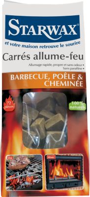 CARRÉS ALLUME-FEU NATURELS XXL BARBECUE POÊLE CHEMINÉE x34 - STARWAX