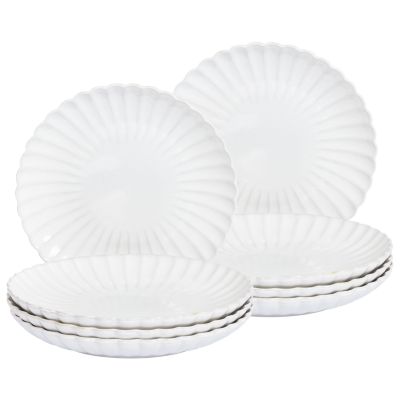 Lot de 8 assiettes plates NETTLE Grès Blanc cassé 26 cm
