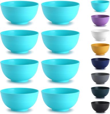 Lot de 8 bols en plastique incassables spécial camping bleu clair