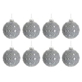 Lot de 8 Boules de Noël "Antique Ronde" 8cm Gris