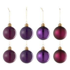 Lot de 8 Boules de Noël "Cornelia" 8cm Mauve