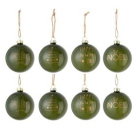 Lot de 8 Boules de Noël "Xmas" 8cm Vert