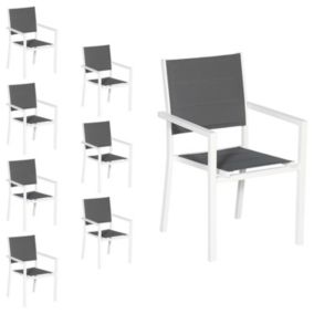 Lot de 8 chaise happy garden 90 cm gris