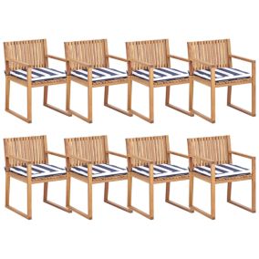 Lot de 8 chaises avec coussins Bleu marine SASSARI II