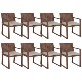 Lot de 8 chaises avec coussins Bois Blanc cassé SASSARI