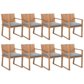 Lot de 8 chaises avec coussins Bois Gris SASSARI