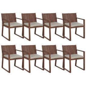 Lot de 8 chaises avec coussins Bois Taupe SASSARI