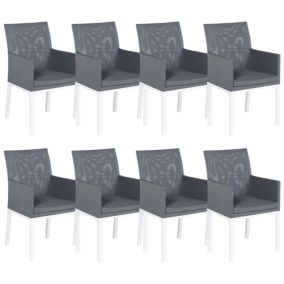 Lot de 8 chaises BACOLI Tissu Gris foncé