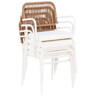 Lot de 8 chaises de jardin avec coussins TACENO Métal Blanc