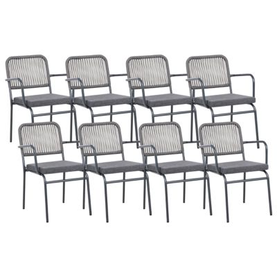 Lot de 8 chaises de jardin avec coussins TACENO Métal Gris