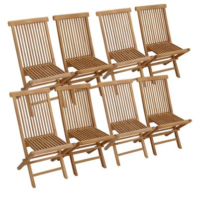 Lot de 8 chaises de jardin en teck LOMBOK - Happy Garden