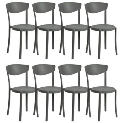 Lot de 8 chaises de salle à manger VIESTE Gris foncé