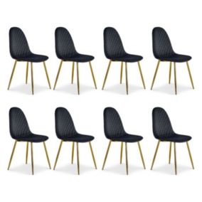 Lot de 8 Chaises en Velours "Waynor" 88cm Noir