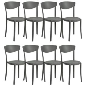 Lot de 8 chaises Matière synthétique Gris foncé VIESTE