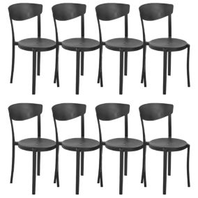 Lot de 8 chaises Matière synthétique Noir VIESTE