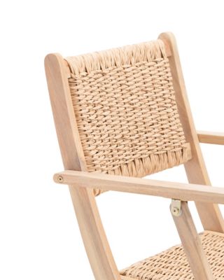 Lot de 8 chaises pliantes en bois avec accoudoirs en jonc - Serena