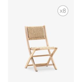 Lot de 8 chaises pliantes en bois sans accoudoirs - Serena