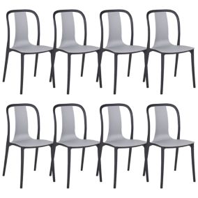 Lot de 8 chaises SPEZIA Matière synthétique Gris