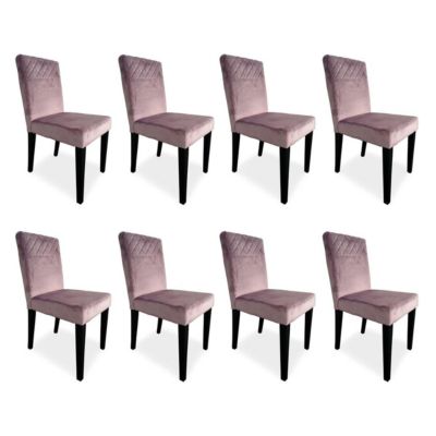 Lot de 8 Chaises Velours "Pipam" 82cm Rose