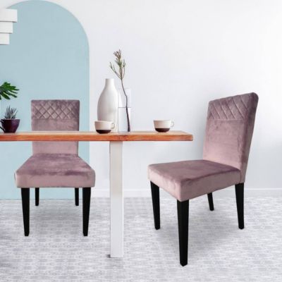Lot de 8 Chaises Velours "Pipam" 82cm Rose