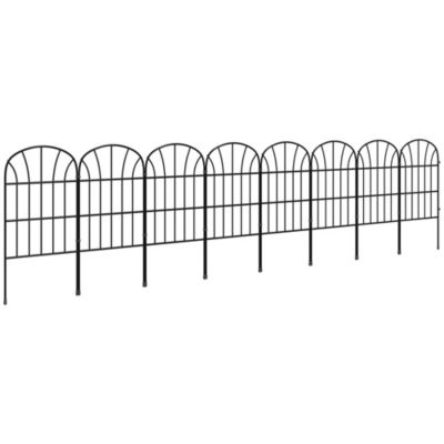 Lot de 8 clôtures de jardin décoratives avec ornements métal noir