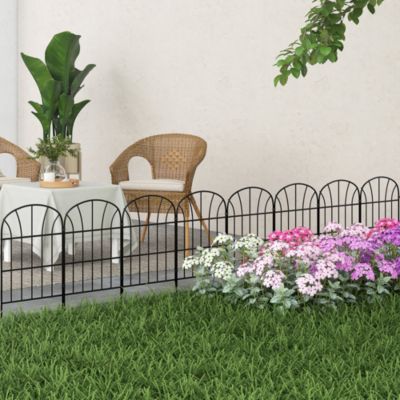 Lot de 8 clôtures de jardin décoratives avec ornements métal noir