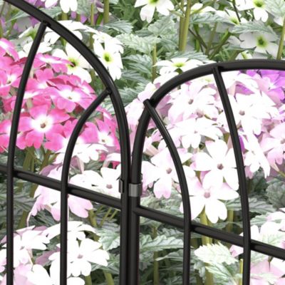 Lot de 8 clôtures de jardin décoratives avec ornements métal noir