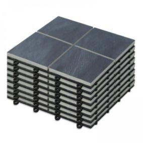 Lot de 8 dalles clipsables en pierre noire  Oviala