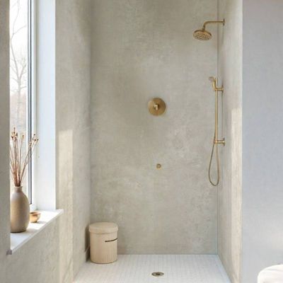 Lot de 8 Dalles Murales Douche SPC/PVC Décor effet Pierre Beige - 38,9x77,8cm - 2,42M²