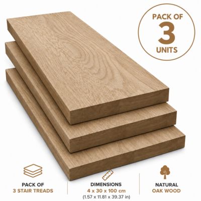 Lot de 8 marches d'escalier en pin sans nœuds, 4 x 30 x 100 cm