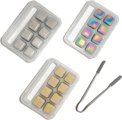 Lot de 8 pierres à whisky réutilisables en acier inoxydable