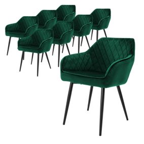 Lot de 8x chaises de salle à manger rembourré en velours fauteuils salon vert