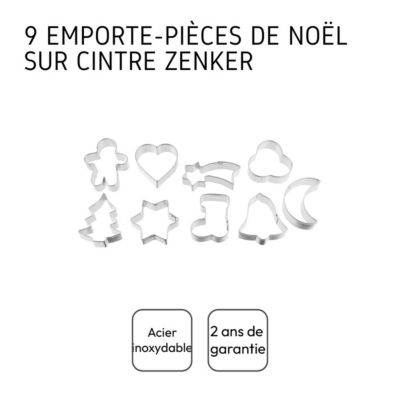 Lot de 9 emporte-pièces de Noël sur cintre Zenker Emporte-pièces