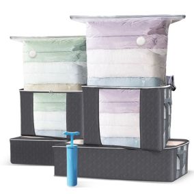 Lot de 9 sac de rangement sous vide Non Tisse XXL gris VOUNOT