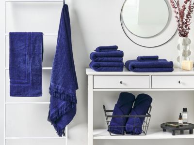 Lot de 9 serviettes ATIU Tissu éponge Bleu marine