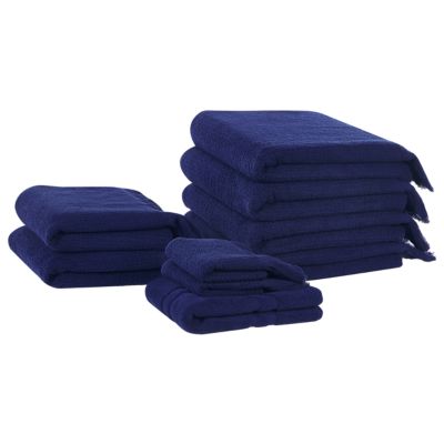 Lot de 9 serviettes ATIU Tissu éponge Bleu marine