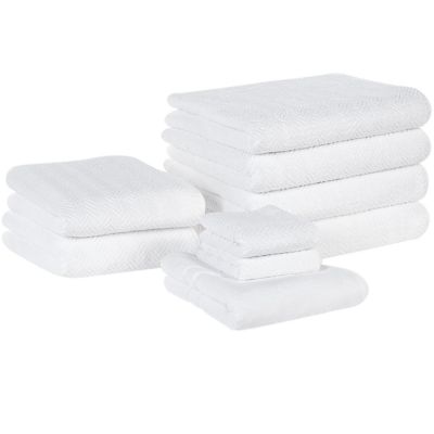Lot de 9 serviettes MITIARO Tissu éponge Blanc