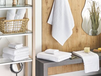 Lot de 9 serviettes MITIARO Tissu éponge Blanc