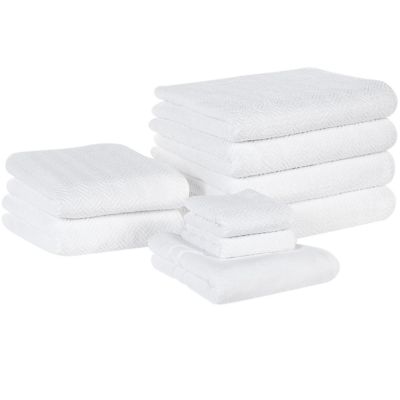 Lot de 9 serviettes MITIARO Tissu éponge Blanc