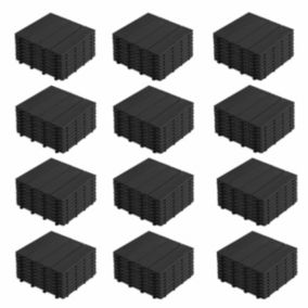 Lot de 96 dalles clipsables en bois composite gris  Oviala