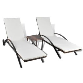 Lot de deux chaises longues transat resine marron Helloshop26