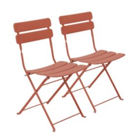 Lot de deux chaises pliantes en acier terracotta  Oviala