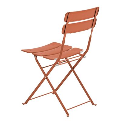 Lot de deux chaises pliantes en acier terracotta  Oviala