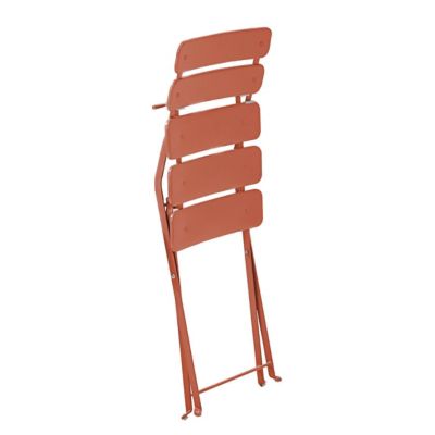 Lot de deux chaises pliantes en acier terracotta  Oviala