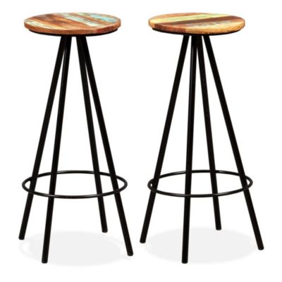 Lot de deux tabourets de bar bois Helloshop26